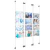 (12) 11'' Width x 8-1/2'' Height Clear Acrylic Frame & (6) Wall-to-Wall Aluminum Clear Anodized Cable Systems with (48) Single-Sided Panel Grippers