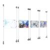 (4) 11'' Width x 8-1/2'' Height Clear Acrylic Frame & (8) Wall-to-Wall Aluminum Clear Anodized Cable Systems with (16) Single-Sided Panel Grippers