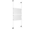 (2) 17'' Width x 11'' Height Clear Acrylic Frame & (2) Wall-to-Wall Aluminum Clear Anodized Cable Systems with (8) Single-Sided Panel Grippers