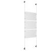 (3) 17'' Width x 11'' Height Clear Acrylic Frame & (2) Wall-to-Wall Aluminum Clear Anodized Cable Systems with (12) Single-Sided Panel Grippers