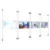 (4) 17'' Width x 11'' Height Clear Acrylic Frame & (8) Wall-to-Wall Aluminum Clear Anodized Cable Systems with (16) Single-Sided Panel Grippers