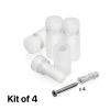 (Set of 4) 1/2'' Diameter X 1'' Barrel Length, White Acrylic Standoff. Standoff with (4) 2208Z Screw and (4) LANC1 Anchor for concrete or drywall (For Inside Use Only) Secure [Required Material Hole Size: 3/8'']