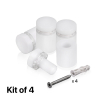 (Set of 4) 5/8'' Diameter X 1-3/4'' Barrel Length, White Acrylic Standoff. Standoff with (4) 2208Z Screw and (4) LANC1 Anchor for concrete or drywall (For Inside Use Only) Secure [Required Material Hole Size: 3/8'']