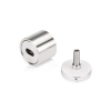 2'' Diameter X 1-1/2'' Barrel Length, (316) Stainless Steel Brushed Finish Strong Glass Railing Standoff Pin - Accepts 3/8'' to 13/16'' Material - 1/4'' Adjustable from Barrel (For Inside / Outside use) [Required Material Hole Size: 1-1/16'']