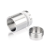 2'' Diameter X 1-1/2'' Barrel Length, (316) Stainless Steel Brushed Finish Strong Glass Railing Standoff Pin - Accepts 3/8'' to 13/16'' Material - 1/4'' Adjustable from Barrel (For Inside / Outside use) [Required Material Hole Size: 1-1/16'']