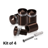 (Set of 4) 1/2'' Diameter X 1/2'' Barrel Length, Aluminum Rounded Head Standoffs, Bronze Anodized Finish Standoff with (4) 2208Z Screw and (4) LANC1 Anchor for concrete or drywall (For Inside / Outside use) [Required Material Hole Size: 3/8'']
