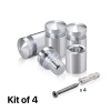 (Set of 4) 1/2'' Diameter X 1/2'' Barrel Length, Aluminum Rounded Head Standoffs, Shiny Anodized Finish Standoff with (4) 2208Z Screw and (4) LANC1 Anchor for concrete or drywall (For Inside / Outside use) [Required Material Hole Size: 3/8'']