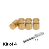 (Set of 4) 1/2'' Diameter X 1/2'' Barrel Length, Alumi. Rounded Head Standoffs, Matte Champagne Anodized Finish Standoff with (4) 2208Z Screw and (4) LANC1 Anchor for concrete or drywall (For In / Out use) [Required Material Hole Size: 3/8'']
