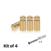 (Set of 4) 1/2'' Diameter X 3/4'' Barrel Length, Aluminum Rounded Head Standoffs, Champagne Anodized Finish Standoff with (4) 2208Z Screw and (4) LANC1 Anchor for concrete or drywall (For Inside / Outside use) [Required Material Hole Size: 3/8'']