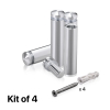 (Set of 4) 1/2'' Diameter X 1-3/4'' Barrel Length, Aluminum Rounded Head Standoffs, Shiny Anodized Finish Standoff with (4) 2208Z Screw and (4) LANC1 Anchor for concrete or drywall (For Inside / Outside use) [Required Material Hole Size: 3/8'']