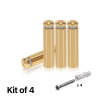 (Set of 4) 1/2'' Diameter X 1-3/4'' Barrel Length, Aluminum Rounded Head Standoffs, Champagne Anodized Finish Standoff with (4) 2208Z Screw and (4) LANC1 Anchor for concrete or drywall (For Inside / Outside use) [Required Material Hole Size: 3/8'']