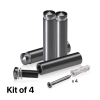 (Set of 4) 1/2'' Diameter X 1-3/4'' Barrel Length, Aluminum Rounded Head Standoffs, Titanium Anodized Finish Standoff with (4) 2208Z Screw and (4) LANC1 Anchor for concrete or drywall (For Inside / Outside use) [Required Material Hole Size: 3/8'']