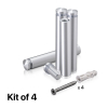 (Set of 4) 1/2'' Diameter X 2-1/2'' Barrel Length, Aluminum Rounded Head Standoffs, Clear Anodized Finish Standoff with (4) 2208Z Screw and (4) LANC1 Anchor for concrete or drywall (For Inside / Outside use) [Required Material Hole Size: 3/8'']