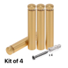 (Set of 4) 1/2'' Diameter X 2-1/2'' Barrel Length, Alumi. Rounded Head Standoffs, Matte Champagne Anodized Finish Standoff with (4) 2208Z Screw and (4) LANC1 Anchor for concrete or drywall (For In / Out use) [Required Material Hole Size: 3/8'']