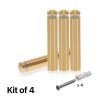 (Set of 4) 1/2'' Diameter X 2-1/2'' Barrel Length, Aluminum Rounded Head Standoffs, Champagne Anodized Finish Standoff with (4) 2208Z Screw and (4) LANC1 Anchor for concrete or drywall (For Inside / Outside use) [Required Material Hole Size: 3/8'']