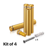 (Set of 4) 1/2'' Diameter X 2-1/2'' Barrel Length, Aluminum Rounded Head Standoffs, Gold Anodized Finish Standoff with (4) 2208Z Screw and (4) LANC1 Anchor for concrete or drywall (For Inside / Outside use) [Required Material Hole Size: 3/8'']