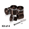 (Set of 4) 5/8'' Diameter X 1/2'' Barrel Length, Aluminum Rounded Head Standoffs, Bronze Anodized Finish Standoff with (4) 2208Z Screw and (4) LANC1 Anchor for concrete or drywall (For Inside / Outside use) [Required Material Hole Size: 7/16'']