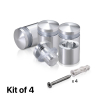 (Set of 4) 5/8'' Diameter X 1/2'' Barrel Length, Aluminum Rounded Head Standoffs, Shiny Anodized Finish Standoff with (4) 2208Z Screw and (4) LANC1 Anchor for concrete or drywall (For Inside / Outside use) [Required Material Hole Size: 7/16'']