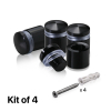 (Set of 4) 5/8'' Diameter X 1/2'' Barrel Length, Aluminum Rounded Head Standoffs, Black Anodized Finish Standoff with (4) 2208Z Screw and (4) LANC1 Anchor for concrete or drywall (For Inside / Outside use) [Required Material Hole Size: 7/16'']