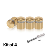 (Set of 4) 5/8'' Diameter X 1/2'' Barrel Length, Aluminum Rounded Head Standoffs, Champagne Anodized Finish Standoff with (4) 2208Z Screw and (4) LANC1 Anchor for concrete or drywall (For Inside / Outside use) [Required Material Hole Size: 7/16'']