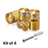 (Set of 4) 5/8'' Diameter X 1/2'' Barrel Length, Aluminum Rounded Head Standoffs, Gold Anodized Finish Standoff with (4) 2208Z Screw and (4) LANC1 Anchor for concrete or drywall (For Inside / Outside use) [Required Material Hole Size: 7/16'']