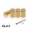 (Set of 4) 5/8'' Diameter X 3/4'' Barrel Length, Aluminum Rounded Head Standoffs, Champagne Anodized Finish Standoff with (4) 2208Z Screw and (4) LANC1 Anchor for concrete or drywall (For Inside / Outside use) [Required Material Hole Size: 7/16'']