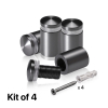 (Set of 4) 5/8'' Diameter X 3/4'' Barrel Length, Aluminum Rounded Head Standoffs, Titanium Anodized Finish Standoff with (4) 2208Z Screw and (4) LANC1 Anchor for concrete or drywall (For Inside / Outside use) [Required Material Hole Size: 7/16'']