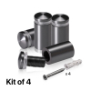 (Set of 4) 5/8'' Diameter X 1'' Barrel Length, Aluminum Rounded Head Standoffs, Titanium Anodized Finish Standoff with (4) 2208Z Screw and (4) LANC1 Anchor for concrete or drywall (For Inside / Outside use) [Required Material Hole Size: 7/16'']