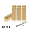(Set of 4) 5/8'' Diameter X 1-3/4'' Barrel Length, Aluminum Rounded Head Standoffs, Champagne Anodized Finish Standoff with (4) 2208Z Screw and (4) LANC1 Anchor for concrete or drywall (For Inside / Outside use) [Required Material Hole Size: 7/16'']