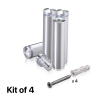 (Set of 4) 5/8'' Diameter X 2-1/2'' Barrel Length, Aluminum Rounded Head Standoffs, Shiny Anodized Finish Standoff with (4) 2208Z Screw and (4) LANC1 Anchor for concrete or drywall (For Inside / Outside use) [Required Material Hole Size: 7/16'']
