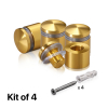 (Set of 4) 3/4'' Diameter X 1/2'' Barrel Length, Aluminum Rounded Head Standoffs, Gold Anodized Finish Standoff with (4) 2216Z Screws and (4) LANC1 Anchors for concrete or drywall (For Inside / Outside use) [Required Material Hole Size: 7/16'']