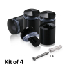 (Set of 4) 3/4'' Diameter X 3/4'' Barrel Length, Aluminum Rounded Head Standoffs, Black Anodized Finish Standoff with (4) 2216Z Screws and (4) LANC1 Anchors for concrete or drywall (For Inside / Outside use) [Required Material Hole Size: 7/16'']