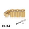 (Set of 4) 3/4'' Diameter X 3/4'' Barrel Length, Aluminum Rounded Head Standoffs, Champagne Anodized Finish Standoff with (4) 2216Z Screws and (4) LANC1 Anchors for concrete or drywall (For Inside / Outside use) [Required Material Hole Size: 7/16'']
