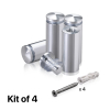 (Set of 4) 3/4'' Diameter X 1-3/4'' Barrel Length, Aluminum Rounded Head Standoffs, Shiny Anodized Finish Standoff with (4) 2216Z Screws and (4) LANC1 Anchors for concrete or drywall (For Inside / Outside use) [Required Material Hole Size: 7/16'']