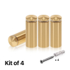 (Set of 4) 3/4'' Diameter X 1-3/4'' Barrel Length, Aluminum Rounded Head Standoffs, Champagne Anodized Finish Standoff with (4) 2216Z Screws and (4) LANC1 Anchors for concrete or drywall (For Inside / Outside use) [Required Material Hole Size: 7/16'']