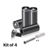 (Set of 4) 3/4'' Diameter X 1-3/4'' Barrel Length, Aluminum Rounded Head Standoffs, Titanium Anodized Finish Standoff with (4) 2216Z Screws and (4) LANC1 Anchors for concrete or drywall (For Inside / Outside use) [Required Material Hole Size: 7/16'']