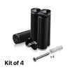 (Set of 4) 3/4'' Diameter X 2-1/2'' Barrel Length, Aluminum Rounded Head Standoffs, Black Anodized Finish Standoff with (4) 2216Z Screws and (4) LANC1 Anchors for concrete or drywall (For Inside / Outside use) [Required Material Hole Size: 7/16'']