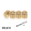 (Set of 4) 7/8'' Diameter X 1/2'' Barrel Length, Aluminum Rounded Head Standoffs, Champagne Anodized Finish Standoff with (4) 2216Z Screws and (4) LANC1 Anchors for concrete or drywall (For Inside / Outside use) [Required Material Hole Size: 7/16'']