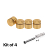 (Set of 4) 7/8'' Diameter X 1/2'' Barrel Length, Alumi. Rounded Head Standoffs, Matte Champagne Anodized Finish Standoff with (4) 2216Z Screws and (4) LANC1 Anchors for concrete or drywall (For In / Out use) [Required Material Hole Size: 7/16'']