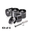 (Set of 4) 7/8'' Diameter X 1/2'' Barrel Length, Aluminum Rounded Head Standoffs, Titanium Anodized Finish Standoff with (4) 2216Z Screws and (4) LANC1 Anchors for concrete or drywall (For Inside / Outside use) [Required Material Hole Size: 7/16'']