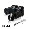 (Set of 4) 7/8'' Diameter X 3/4'' Barrel Length, Aluminum Rounded Head Standoffs, Black Anodized Finish Standoff with (4) 2216Z Screws and (4) LANC1 Anchors for concrete or drywall (For Inside / Outside use) [Required Material Hole Size: 7/16'']