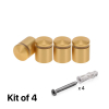 (Set of 4) 7/8'' Diameter X 3/4'' Barrel Length, Alumi. Rounded Head Standoffs, Matte Champagne Anodized Finish Standoff with (4) 2216Z Screws and (4) LANC1 Anchors for concrete or drywall (For In / Out use) [Required Material Hole Size: 7/16'']