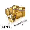 (Set of 4) 7/8'' Diameter X 3/4'' Barrel Length, Aluminum Rounded Head Standoffs, Gold Anodized Finish Standoff with (4) 2216Z Screws and (4) LANC1 Anchors for concrete or drywall (For Inside / Outside use) [Required Material Hole Size: 7/16'']