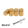 (Set of 4) 7/8'' Diameter X 1'' Barrel Length, Alumi. Rounded Head Standoffs, Matte Champagne Anodized Finish Standoff with (4) 2216Z Screws and (4) LANC1 Anchors for concrete or drywall (For In / Out use) [Required Material Hole Size: 7/16'']
