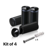(Set of 4) 7/8'' Diameter X 1-3/4'' Barrel Length, Aluminum Rounded Head Standoffs, Black Anodized Finish Standoff with (4) 2216Z Screws and (4) LANC1 Anchors for concrete or drywall (For Inside / Outside use) [Required Material Hole Size: 7/16'']