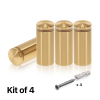 (Set of 4) 7/8'' Diameter X 1-3/4'' Barrel Length, Aluminum Rounded Head Standoffs, Champagne Anodized Finish Standoff with (4) 2216Z Screws and (4) LANC1 Anchors for concrete or drywall (For Inside / Outside use) [Required Material Hole Size: 7/16'']