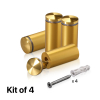 (Set of 4) 7/8'' Diameter X 1-3/4'' Barrel Length, Aluminum Rounded Head Standoffs, Gold Anodized Finish Standoff with (4) 2216Z Screws and (4) LANC1 Anchors for concrete or drywall (For Inside / Outside use) [Required Material Hole Size: 7/16'']