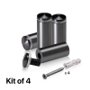(Set of 4) 7/8'' Diameter X 1-3/4'' Barrel Length, Aluminum Rounded Head Standoffs, Titanium Anodized Finish Standoff with (4) 2216Z Screws and (4) LANC1 Anchors for concrete or drywall (For Inside / Outside use) [Required Material Hole Size: 7/16'']