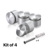 (Set of 4) 1'' Diameter X 1/2'' Barrel Length, Aluminum Rounded Head Standoffs, Clear Anodized Finish Standoff with (4) 2216Z Screws and (4) LANC1 Anchors for concrete or drywall (For Inside / Outside use) [Required Material Hole Size: 7/16'']