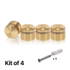 (Set of 4) 1'' Diameter X 1/2'' Barrel Length, Aluminum Rounded Head Standoffs, Champagne Anodized Finish Standoff with (4) 2216Z Screws and (4) LANC1 Anchors for concrete or drywall (For Inside / Outside use) [Required Material Hole Size: 7/16'']